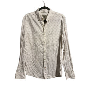 Guess Button-Down Shirt Size M White Colorful Microdot Pattern